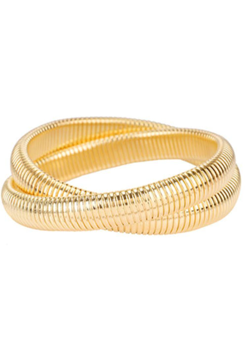 Zaliki 2 Row Herringbone Bracelet-Gold-Hand In Pocket