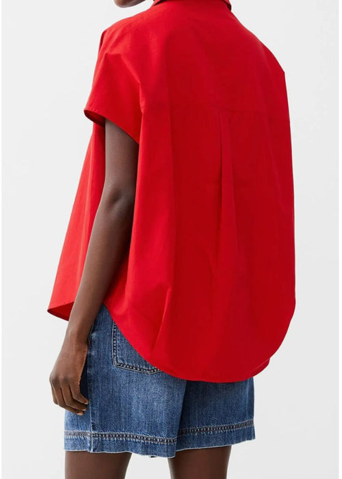 French Connection Poplin S/S Popover Shirt- True Red