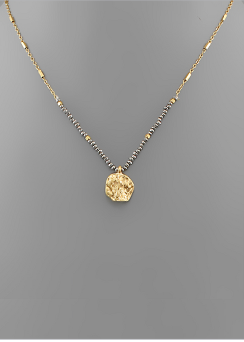 Maia Textured Disc Necklace-Hand In Pocket