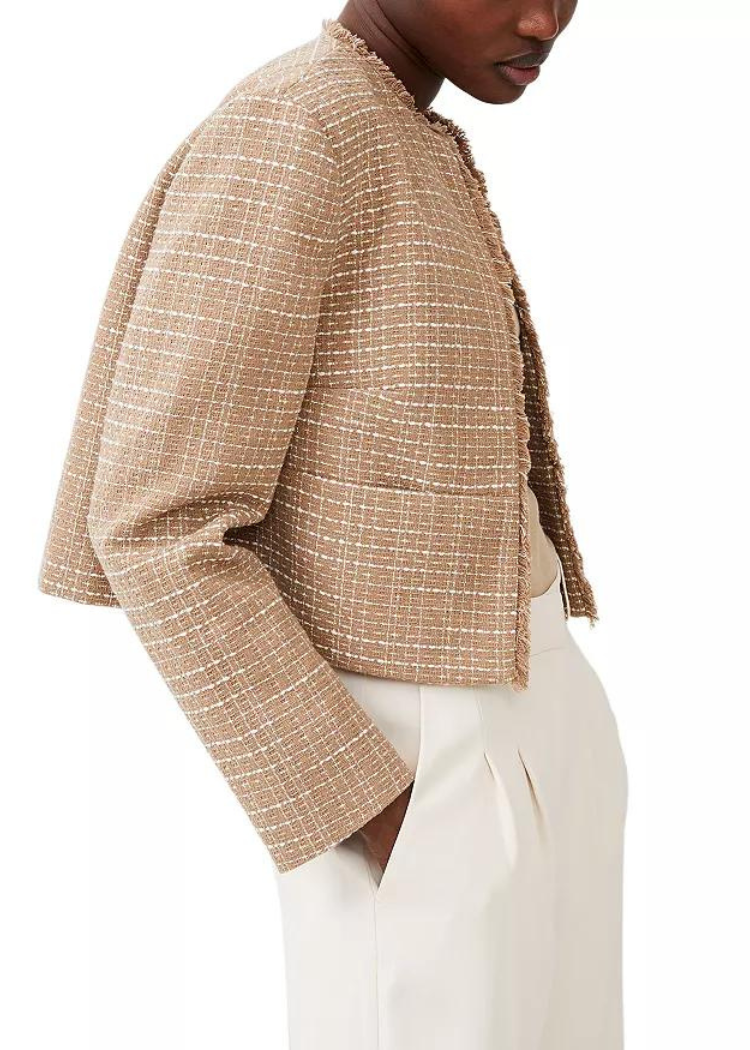 French Connection Effie Boucle Collarless Blazer ***FINAL SALE***-Hand In Pocket