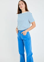 Gillian Wide Leg Jean- Ocean Blue-Hand In Pocket