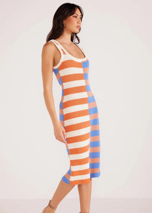MINKPINK Tamara Spliced Knit Midi Dress - Multi Stripe-Hand In Pocket