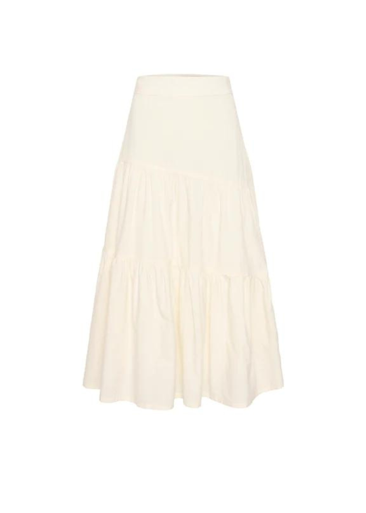 FRNCH Audrey Woven Skirt-Creme-Hand In Pocket