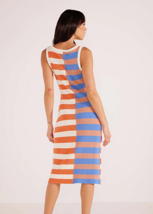 MINKPINK Tamara Spliced Knit Midi Dress - Multi Stripe-Hand In Pocket