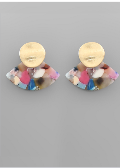 Valentina Acrylic Fan Earrings- Multi-Hand In Pocket