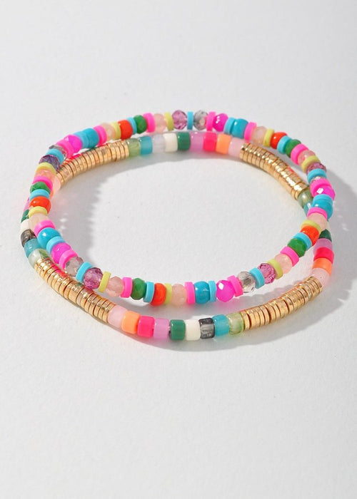 Talulla 2 Layer Mixed Bead Bracelet - Pink Multi-Hand In Pocket