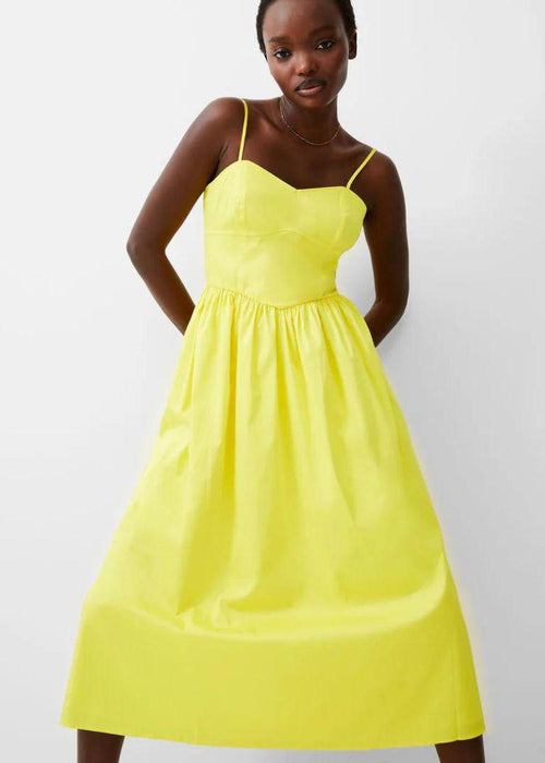 French Connection Florida Strappy Midi Dress- Blazing Yellow-Hand In Pocket