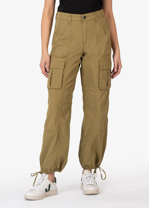 KUT Erika Mid Rise Utility Pants - Olive-Hand In Pocket