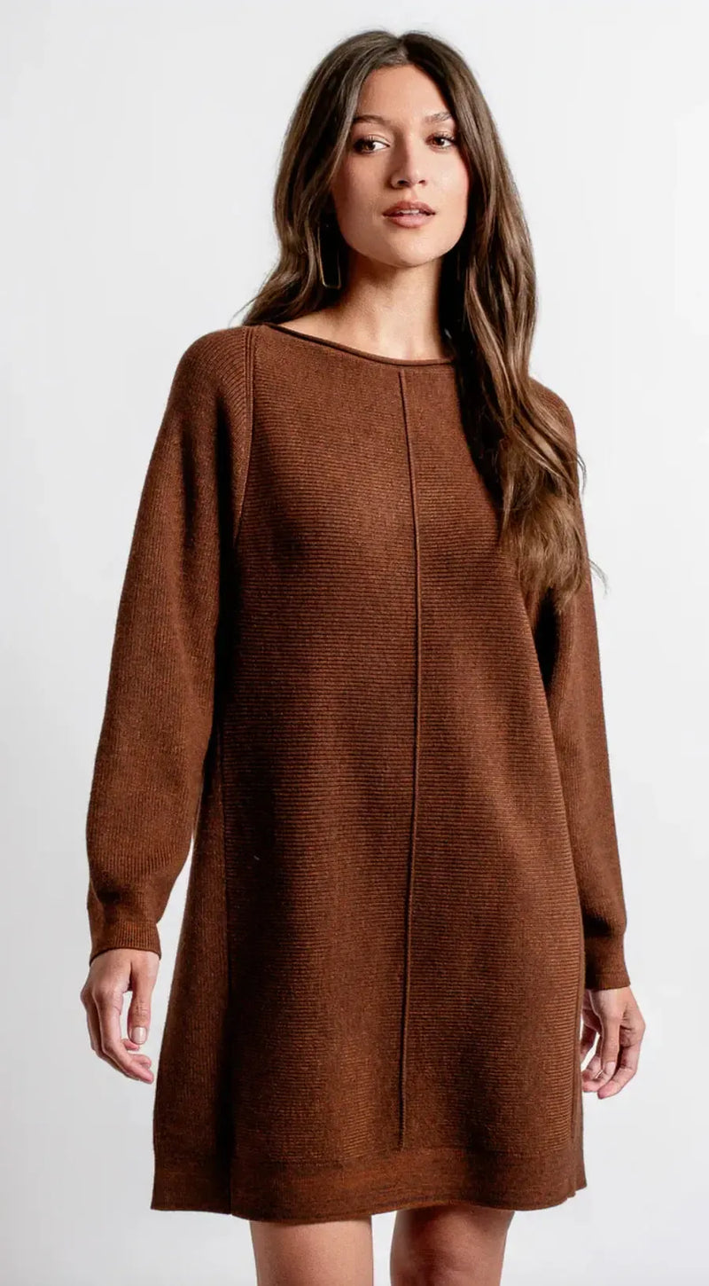 Kerisma Assima Sweater Dress- Brownie-Hand In Pocket
