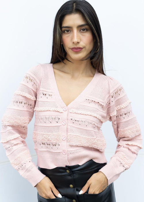 Levy Crochet Cardigan-Blush Pink ***FINAL SALE***-Hand In Pocket