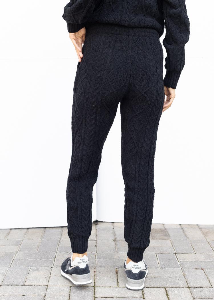 Flora Pant Cable Lounge - Black ***FINAL SALE***-Hand In Pocket