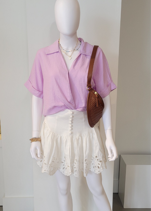 Berenice Short Embroidered Skirt - White-Hand In Pocket