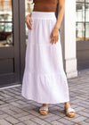 Bobi Tiered Maxi Skirt - White-Hand In Pocket