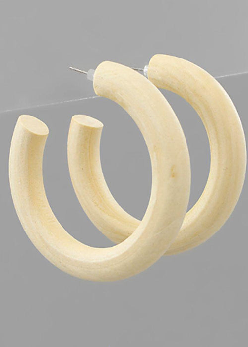 Vienna Colored Wood Hoops- Ivory-Hand In Pocket