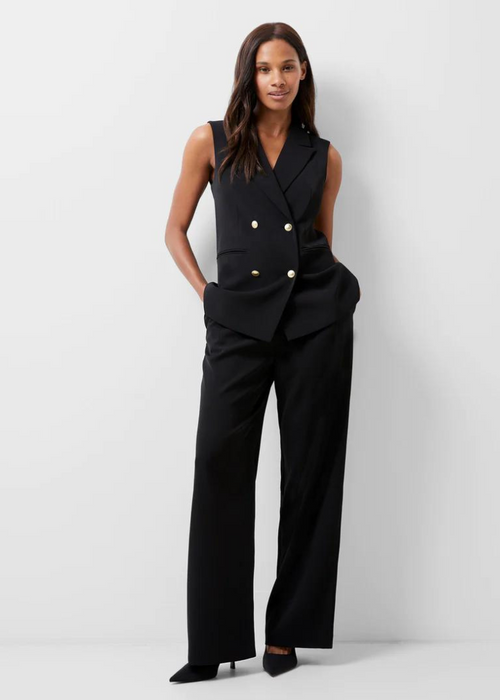 French Connection Harrie Double Breasted Waistcoat - Blackout