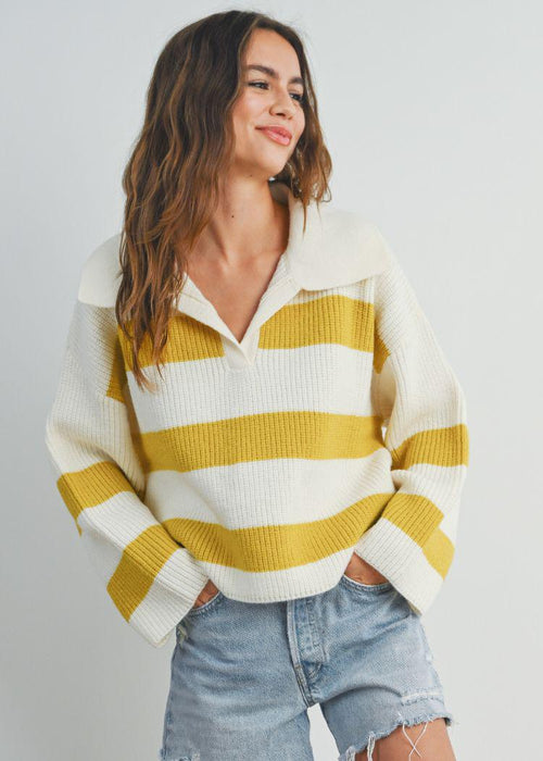 Jackie Stripe Collar Sweater- ***FINAL SALE***-Hand In Pocket