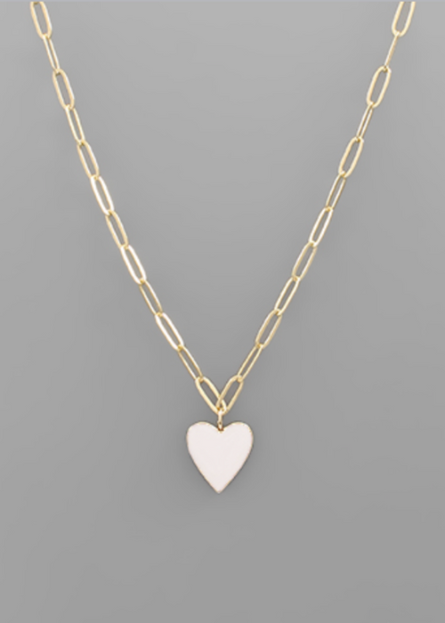Anais Heart Necklace-White-Hand In Pocket