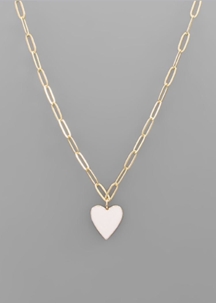 Anais Heart Necklace-White-Hand In Pocket