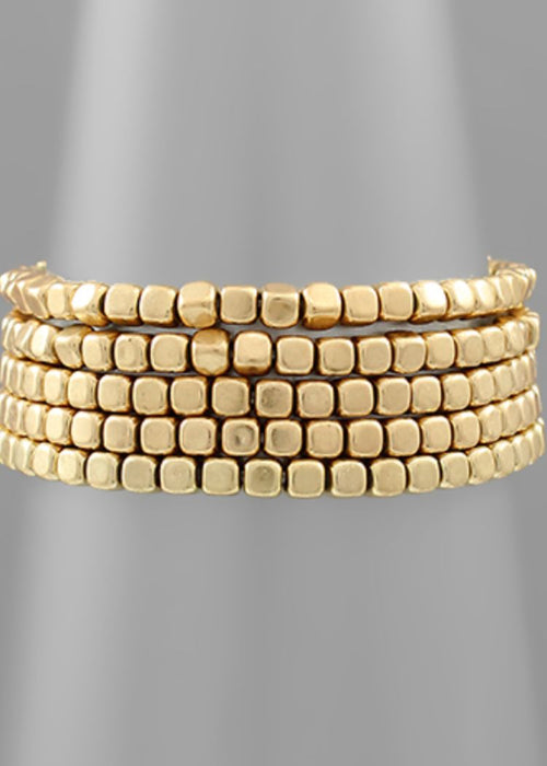 Medora Beaded Bracelet- Gold-Hand In Pocket