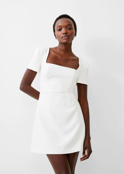 French Connection Whisper Square Neck S/S Dress - Summer White
