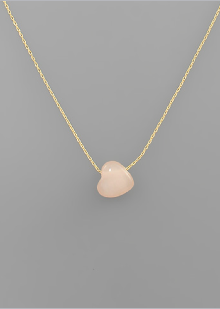 Leonie Stone Heart Necklace-Hand In Pocket
