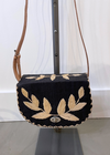 70's Embroidered Vines Straw Crossbody Bag-Hand In Pocket