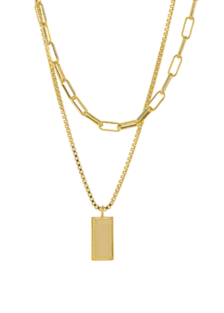 Odette Layered Charm Necklace-Hand In Pocket