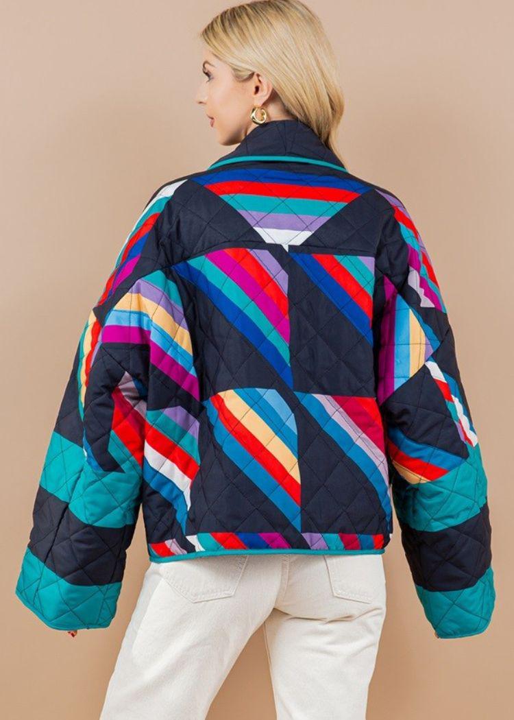 Lana Geometric Print Quilted Jacket ***FINAL SALE***-Hand In Pocket