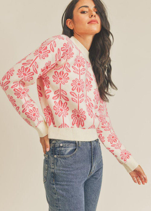 Lily Floral Pattern Sweater- ***FINAL SALE***-Hand In Pocket