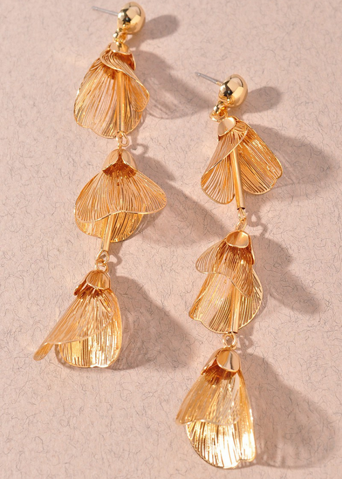 Meadow Leaf Drop Earrings-Gold-Hand In Pocket