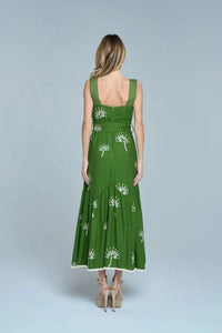 Ciebon Sadira Embroidered Midi Dress - Green-Hand In Pocket