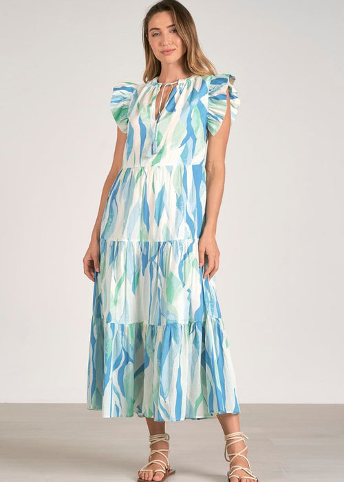 Elan Samantha Midi Dress - Azure Amalfi-Hand In Pocket
