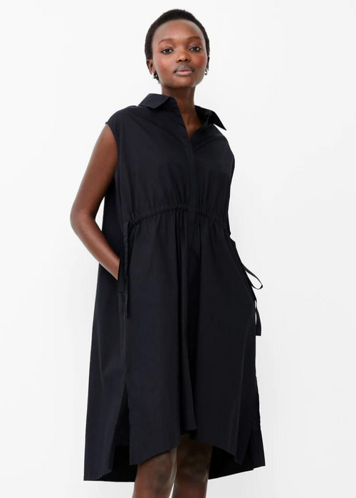 French Connection Rhodes Poplin Shirt Dress - Blackout-Hand In Pocket