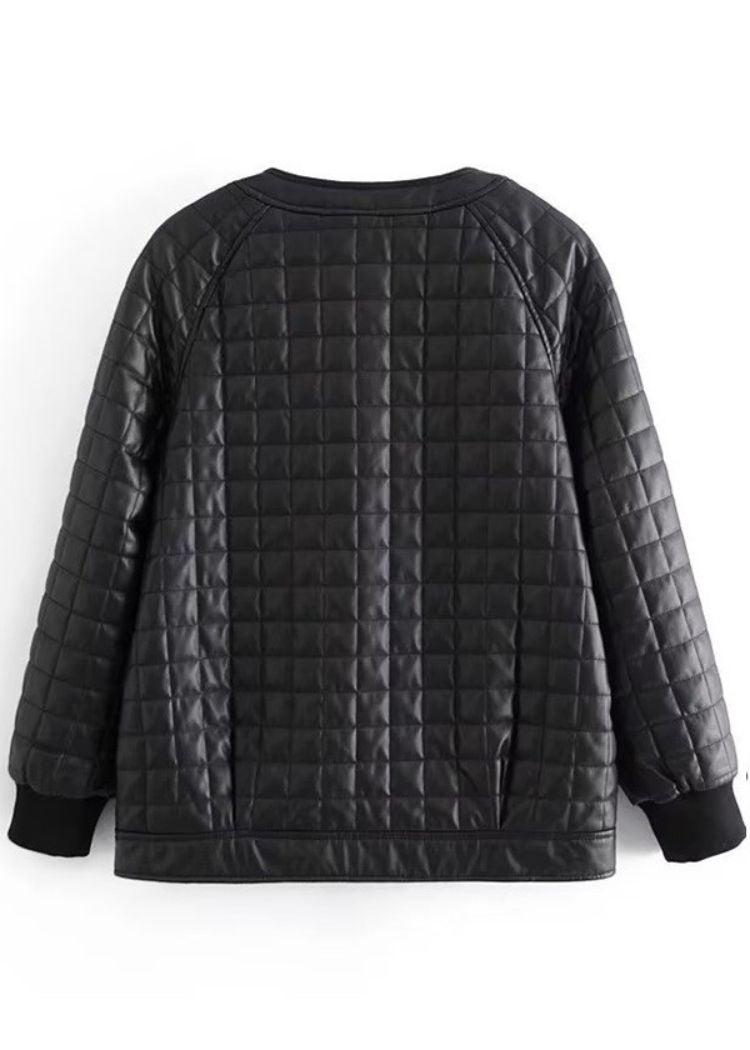 Veronica Faux Leather Quilted Jacket- ***FINAL SALE***-Hand In Pocket