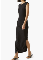 Michael Stars Calliope Extended Sleeve Maxi Dress-Black-Hand In Pocket