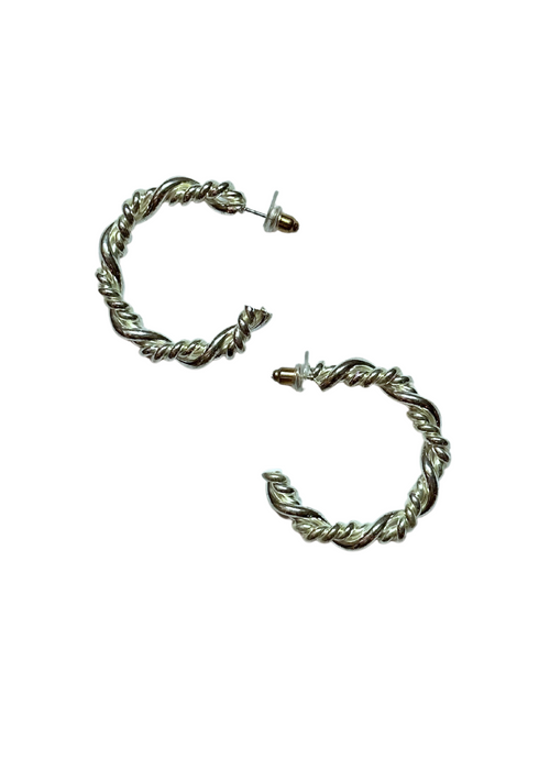 Eden Twisted Hoops - Silver-Hand In Pocket