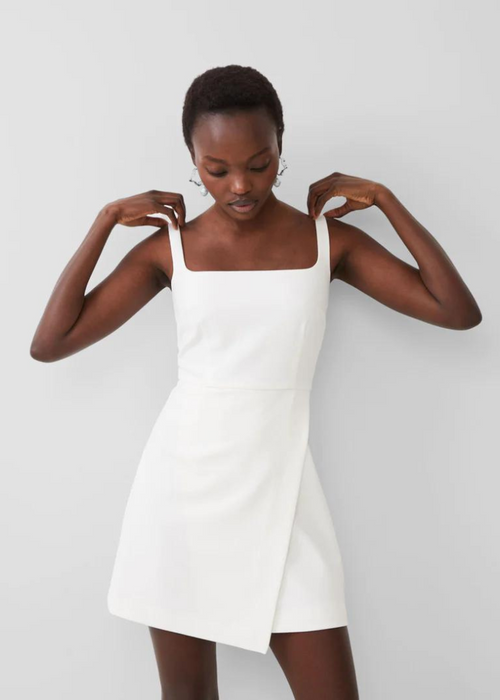 French Connection Whisper Strappy Envelope Dress - Summer White-Hand In Pocket