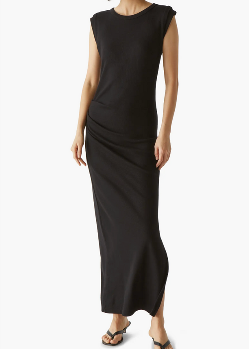 Michael Stars Calliope Extended Sleeve Maxi Dress-Black-Hand In Pocket
