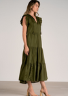 Elan Caroline Ruffle Sleeve Maxi Dress - Olive-Hand In Pocket