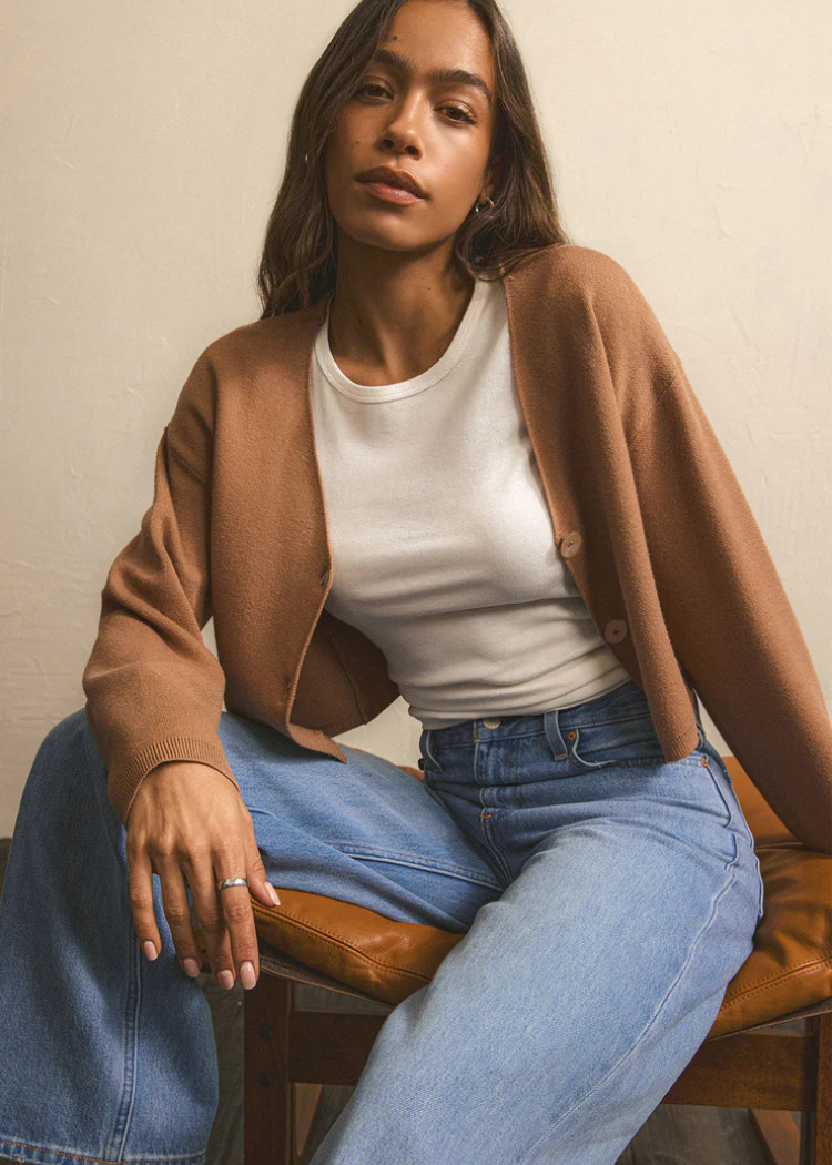 Z SUPPLY-BETWEEN THE LINES CARDIGAN IN SANDALWOOD