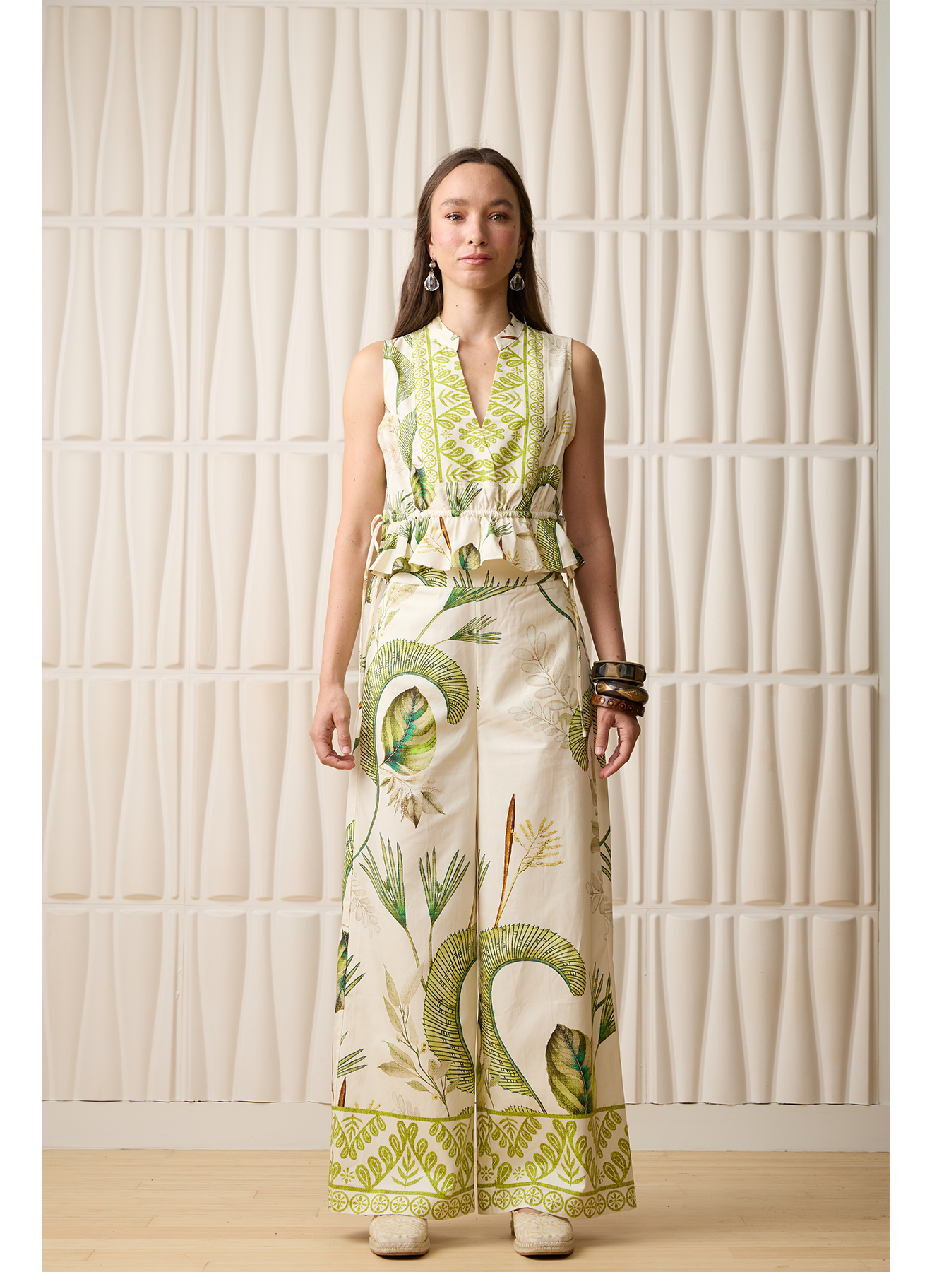 Aylaya Curaçao Top- Palm Forest ***FINAL SALE***-Hand In Pocket
