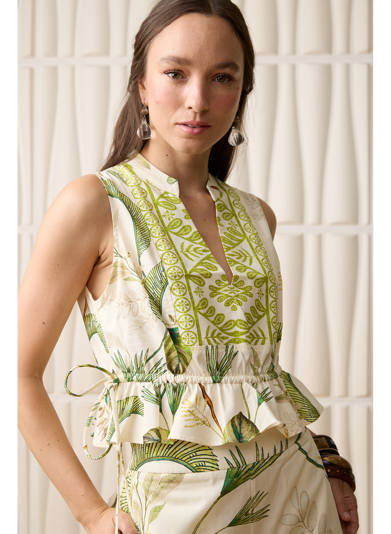 Aylaya Curaçao Top- Palm Forest ***FINAL SALE***-Hand In Pocket
