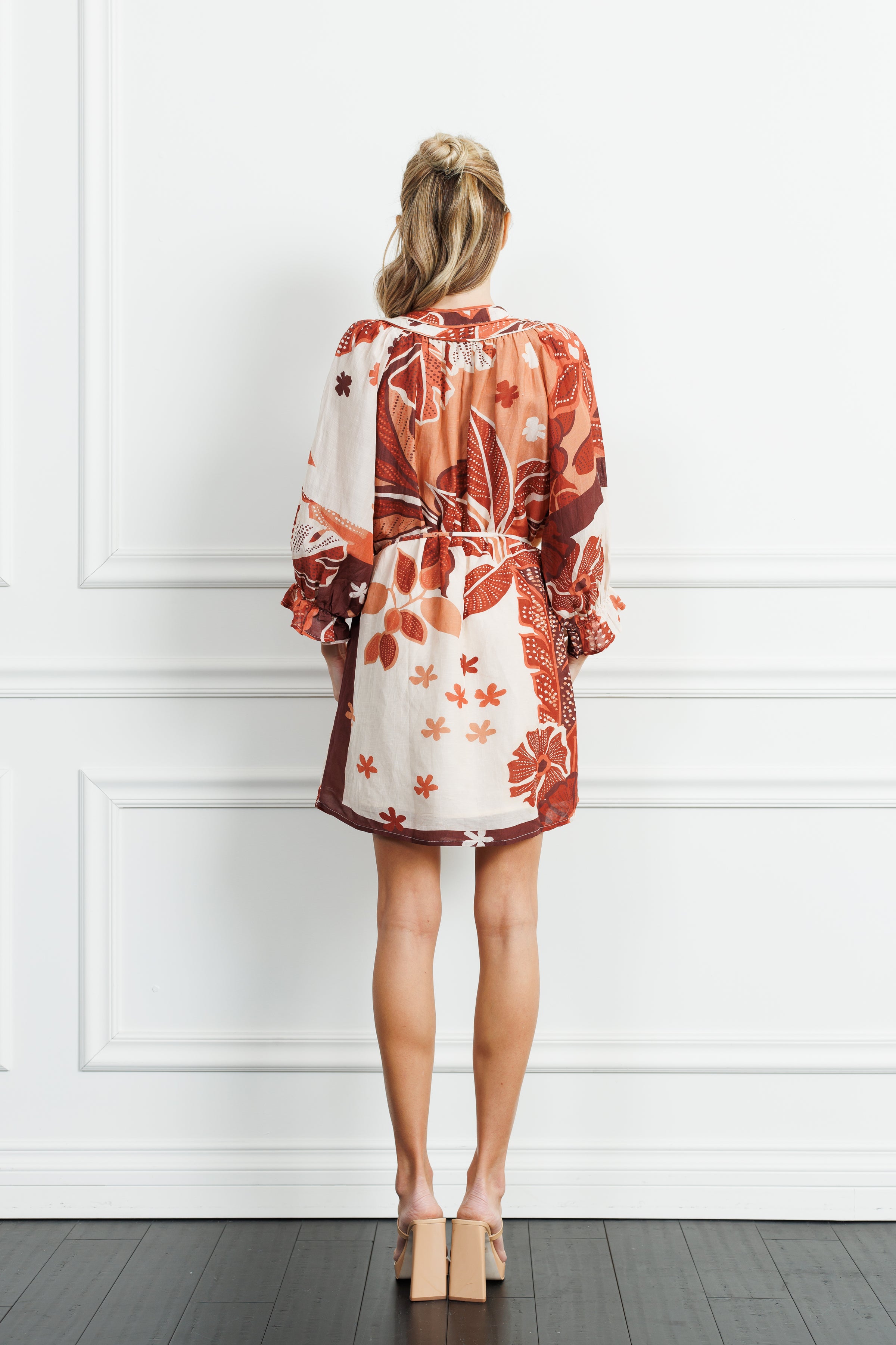Ciebon Christy Printed Mini Dress - Brown ***FINAL SALE***-Hand In Pocket