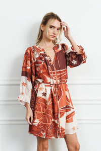 Ciebon Christy Printed Mini Dress - Brown ***FINAL SALE***-Hand In Pocket
