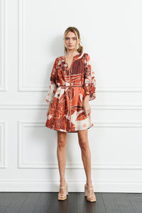 Ciebon Christy Printed Mini Dress - Brown ***FINAL SALE***-Hand In Pocket