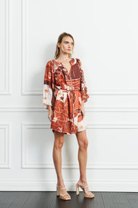 Ciebon Christy Printed Mini Dress - Brown ***FINAL SALE***-Hand In Pocket