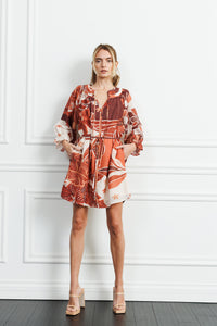 Ciebon Christy Printed Mini Dress - Brown ***FINAL SALE***-Hand In Pocket