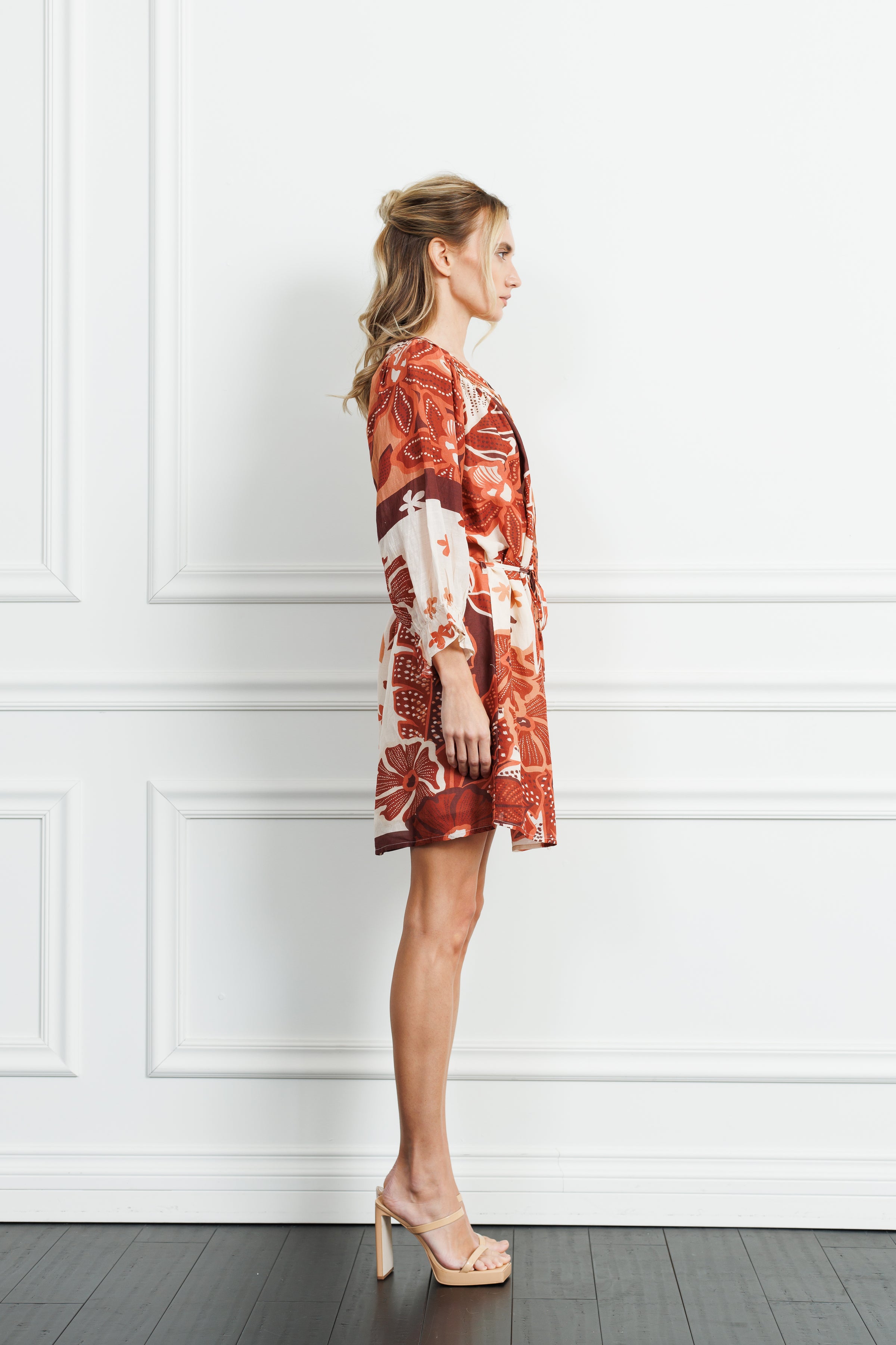 Ciebon Christy Printed Mini Dress - Brown ***FINAL SALE***-Hand In Pocket