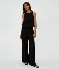 Michael Stars Janelle Tie Neck Tank- Black-Hand In Pocket
