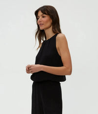 Michael Stars Janelle Tie Neck Tank- Black-Hand In Pocket
